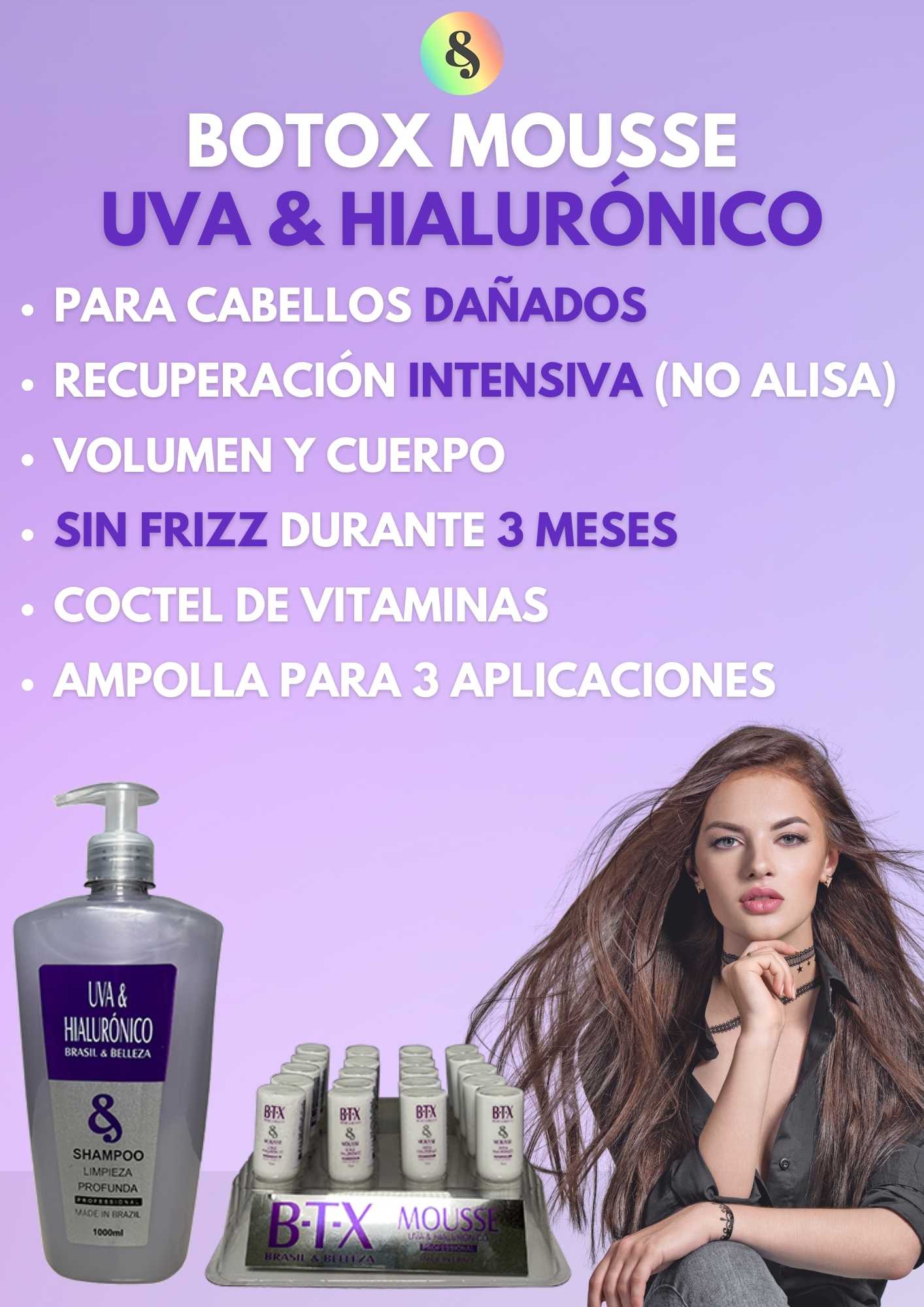 Kit Botox Capilar B&B Uva y Hialurónico BTX Mousse 20x15ml