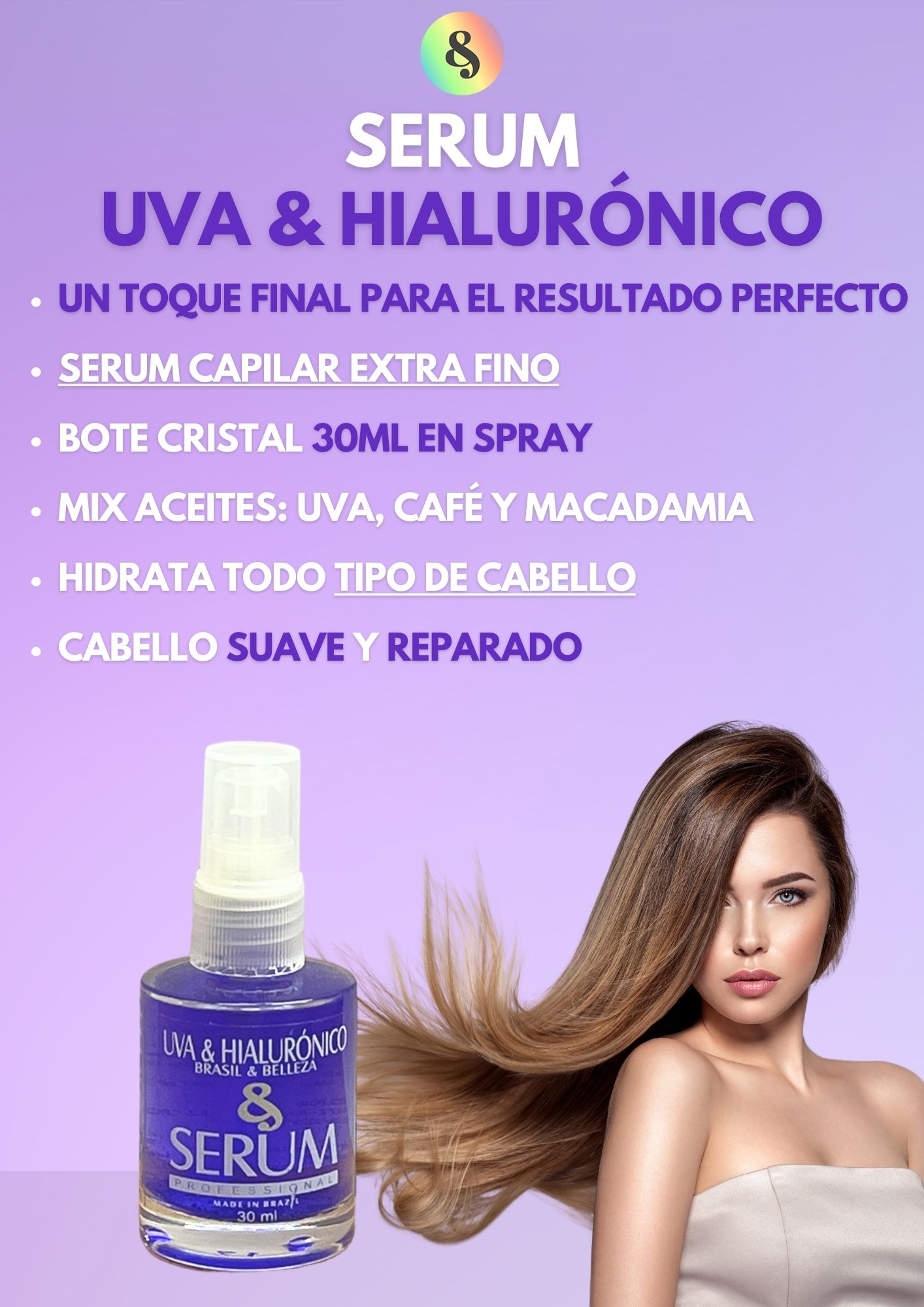 Serum B&B Uva y Hialurónico Finalizador de Brillo 30ml