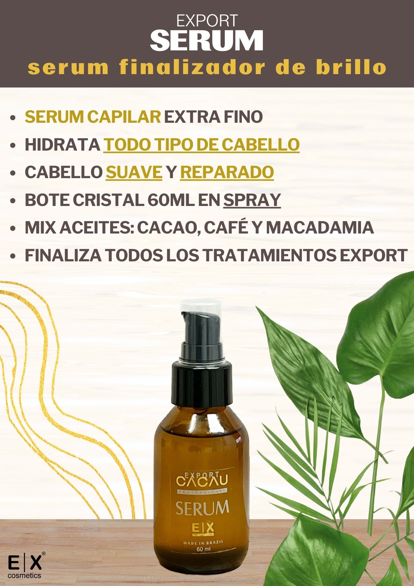 Serum Export Cacau Hair Oil Finalizador de Brillo 60ml