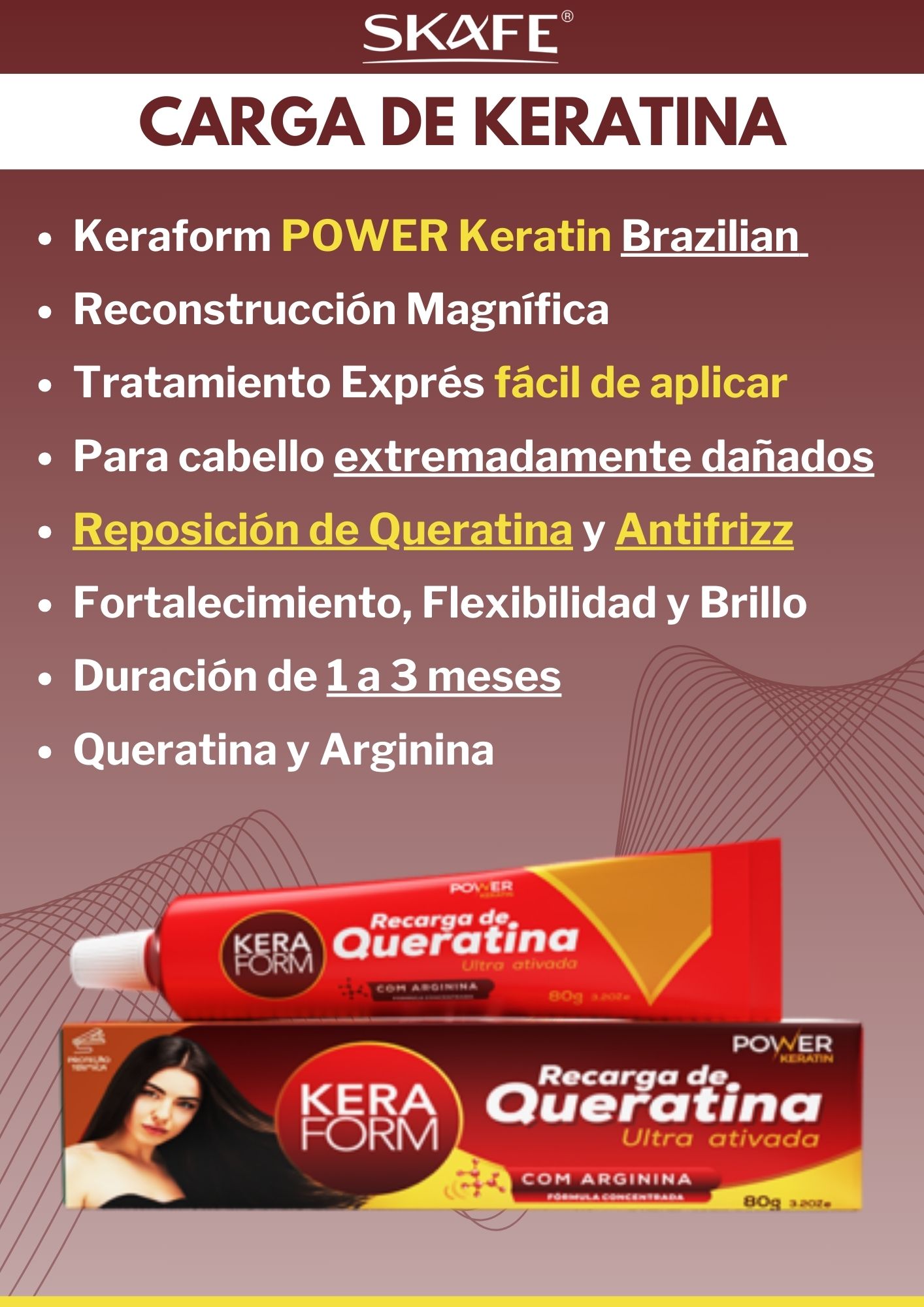 Carga de Keratina Skafe Keraform Power Reconstrucción 80g