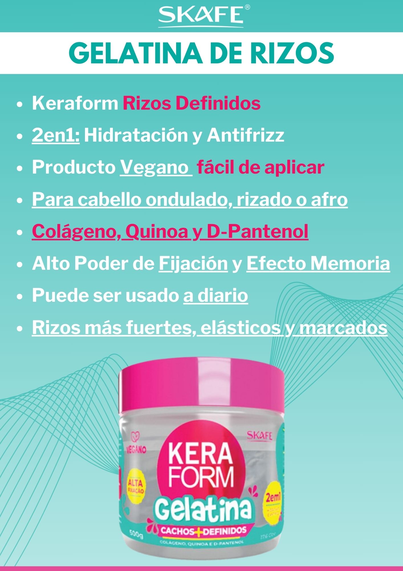 Gelatina de Colágeno Skafe Keraform Rizos Definidos 500g