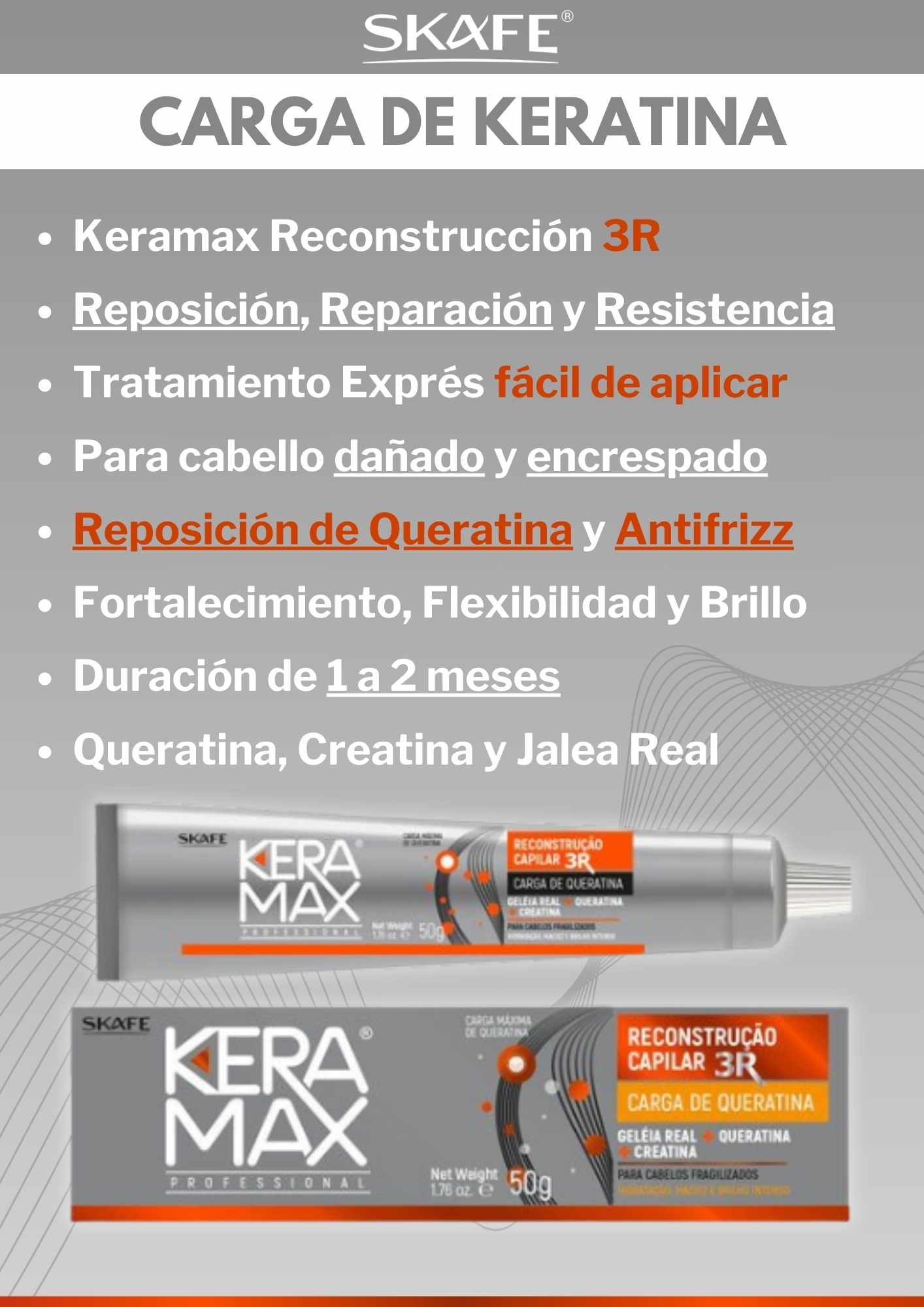 Carga de Keratina Skafe Keramax Reconstrucción 50g